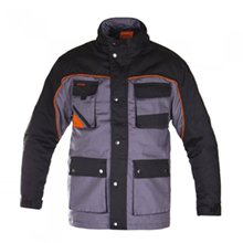 Professional Hosszú Téli Bélelt Munkavédelmi Kabát KRT-W-S (szürke/fekete)